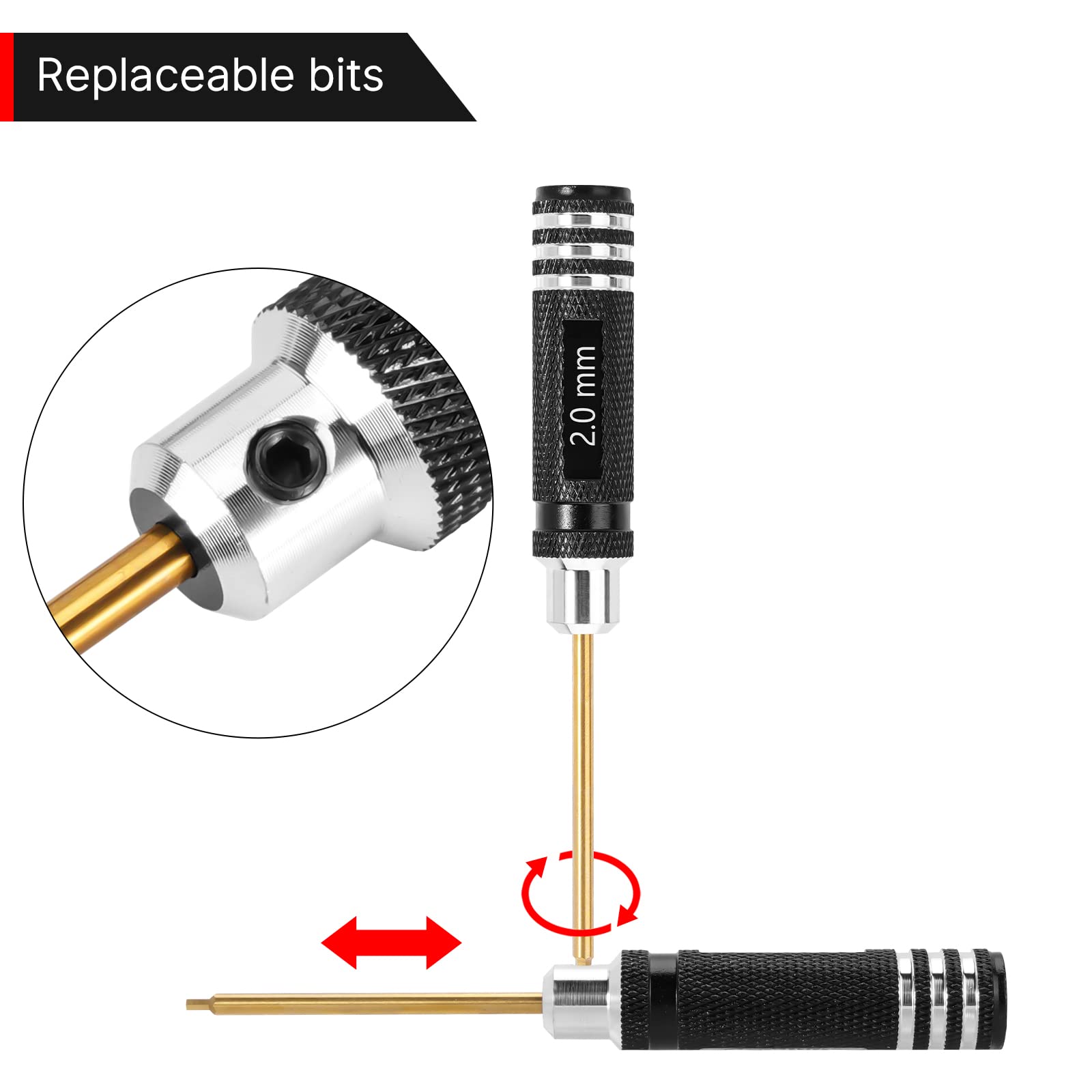 INJORA Short Handle Hex Screwdriver Nut Driver Tool Kit for 1/18 1/24 RC Mini Crawler Car TRX4M SCX24 FCX24,7PCS