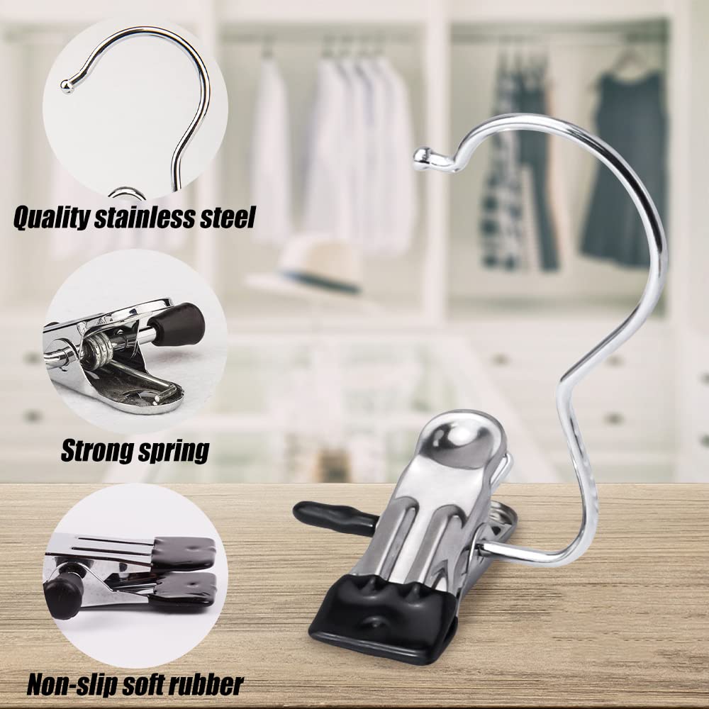 30Pcs Boot Hangers for Closet, FHDUSRYO Hanging Clips Clothes Pins, Portable Laundry Hooks with Clips, Hanger Clips Boot Hanging Hold Clip, Multifunctional Hangers Single Clips for Travel Pants Hats