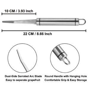 Grapefruit Knives 2 Pack, Stainless Steel Grapefruit Utensil Knife, Serrated Edge & Thick Gauge Handle, Kitchen Tool with Non-stick Plating for Kiwi, Mango, Dessert, Apple, Citrus Fruit