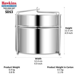 Hawkins Hevibase Aluminum Pressure Cooker 3 liter, with Two-Dish Stainless Steel Set