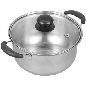 callaron stainless steel stockpot 7x3.3inch soup pot with cover cooking stock pot multi-functional cookware metal food stockpots for kitchen