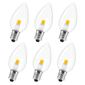 visther c7 led-cob night light bulbs, e12 base candelabra replacement bulb, warm white string light, 0.6w equivalent 7w (6 pack)