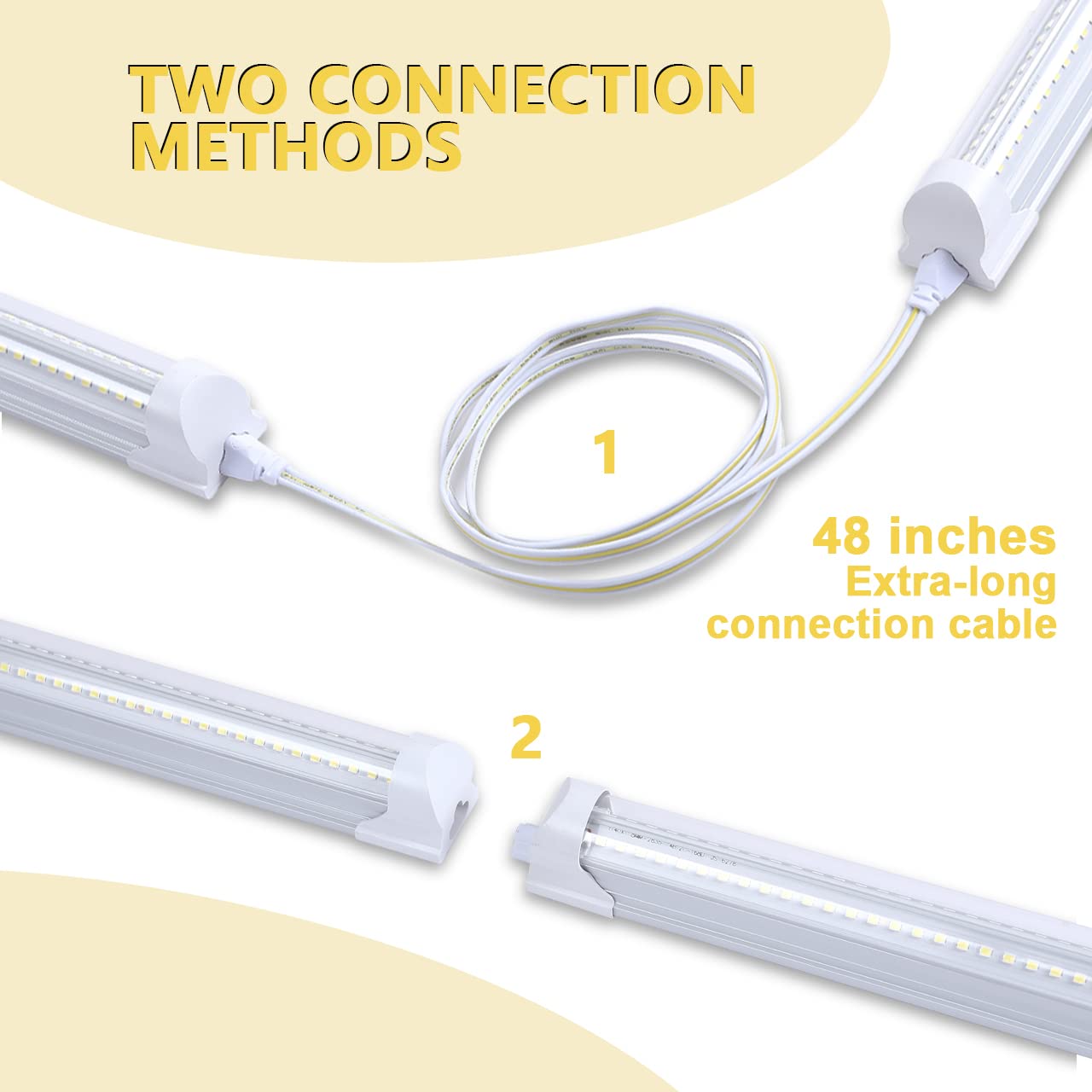 6 Pack T8 Led 4FT 60W Integrated V Shaped Shop Light,Linkable White Daylight 6000k LED Strip Lights Fixture for Garage, Indoor Tube Light for Living Room with On/Off Switch Cable Clear Cover