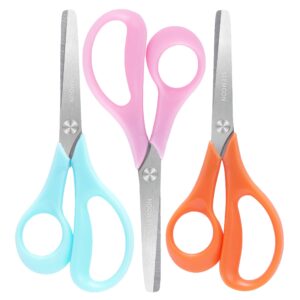 5" Left Handed Kids Scissors Set of 3 pcs,Suit for Ages 3-5 4-6 6-8,Kids Craft Scissors with Blunt Tip Stainless Steel Blades,Great for School Classroom, Home and Family Daily DIY Arts Use,Blue,Pink