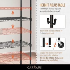 CAPHAUS NSF Commercial Grade Heavy Duty Wire Shelving w/Wheels, Leveling Feet & Liners, Storage Metal Shelf, Garage Shelving Storage, Utility Wire Rack Storage Shelves, w/Liner, 48 x 18 x 76 6-Tier