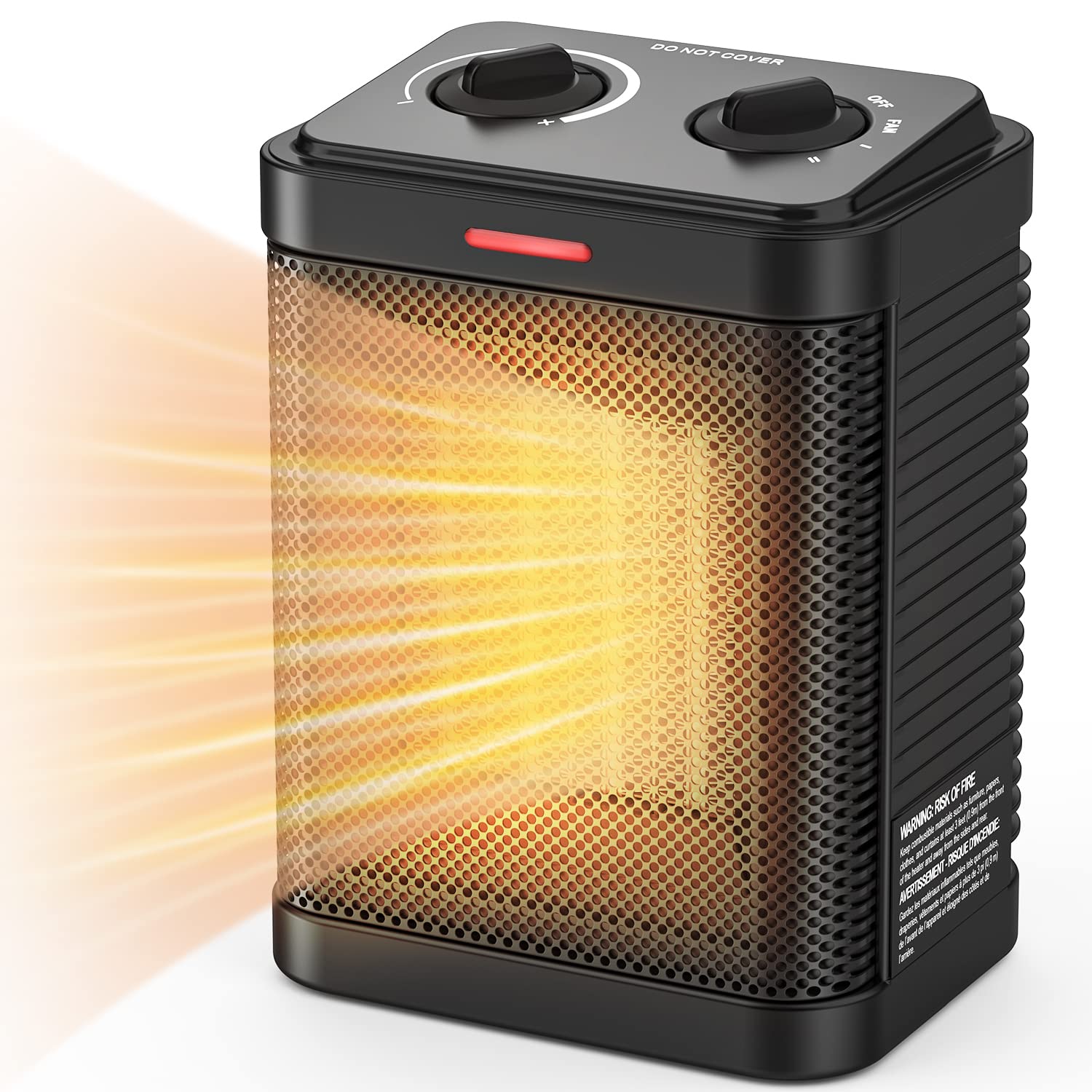 1500W Space Heater, Portable Ceramic Small Space Heater for Indoor Use, Overheated & Tip-Over Safety Protection, Personal Electric Space Heater with Thermostat for Desk, Office, Home, and Room Use