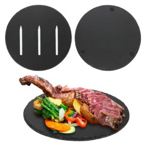 laniakea 3pcs slate cheese board 12 inch round slate board with chalk, slate charcuterie boards for serving cheese, sushi, appetizers, and more (black)