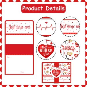 JOYMEMO 4 Pack Nurse Gift Card Holders - Nurse Appreciation Week Money Holder with Envelope for Nurse Week Thank You Nurse Gift Card Sleeves, Best Nurse Ever Prizes Paper Party Favors