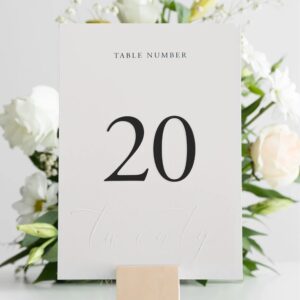 siko table numbers 1-20 - double sided wedding table numbers with head table card & embossed details - 4x6 inches, self-standing table cards for wedding reception | perfect for special occasion events