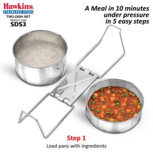 Hawkins Hevibase Aluminum Pressure Cooker 3 liter, with Two-Dish Stainless Steel Set