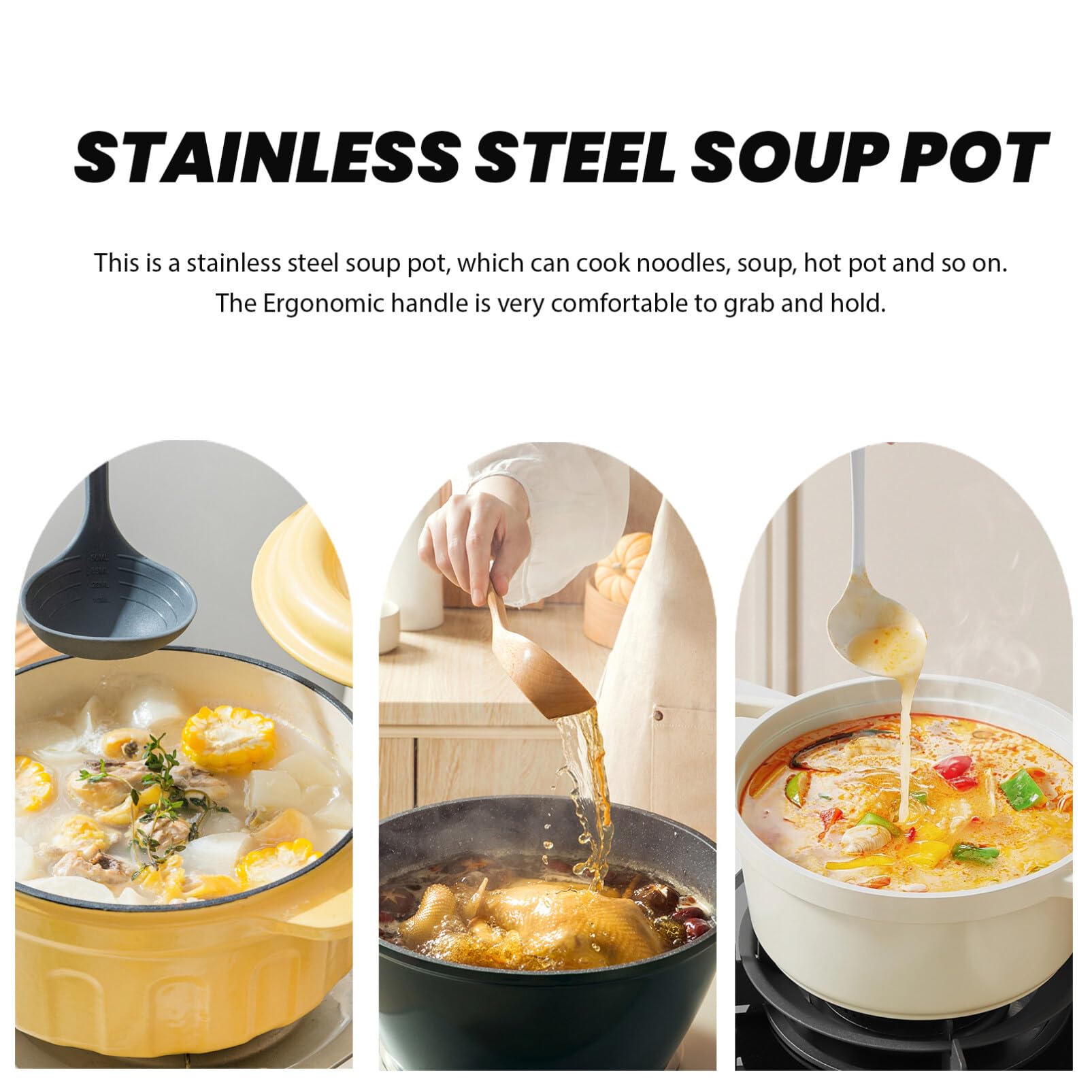 CALLARON Stainless Steel Stockpot 7x3.3inch Soup Pot with Cover Cooking Stock Pot Multi-functional Cookware Metal Food Stockpots for Kitchen