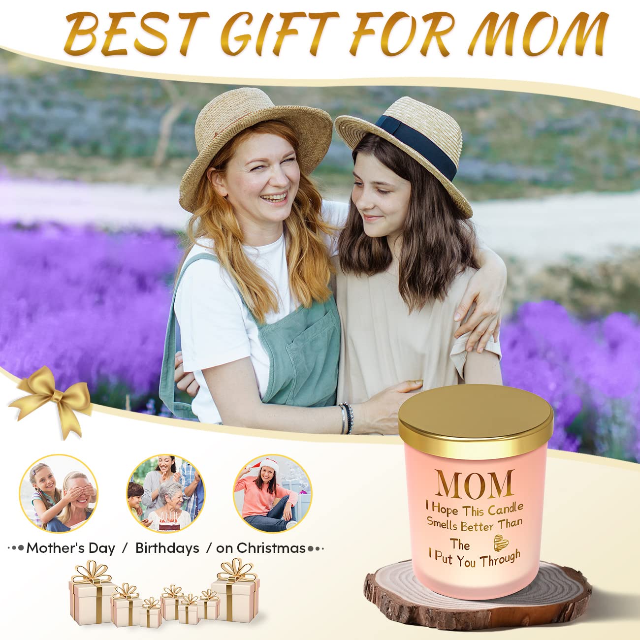 Gifts for Mom from Daughter Son, Handmade Candle Gifts for Mom, Unique Mother's Day Present, Funny Birthday Gifts for Mom, Mom Gifts,Mothers Day Gifts,Lavender Scented Candles(7oz)