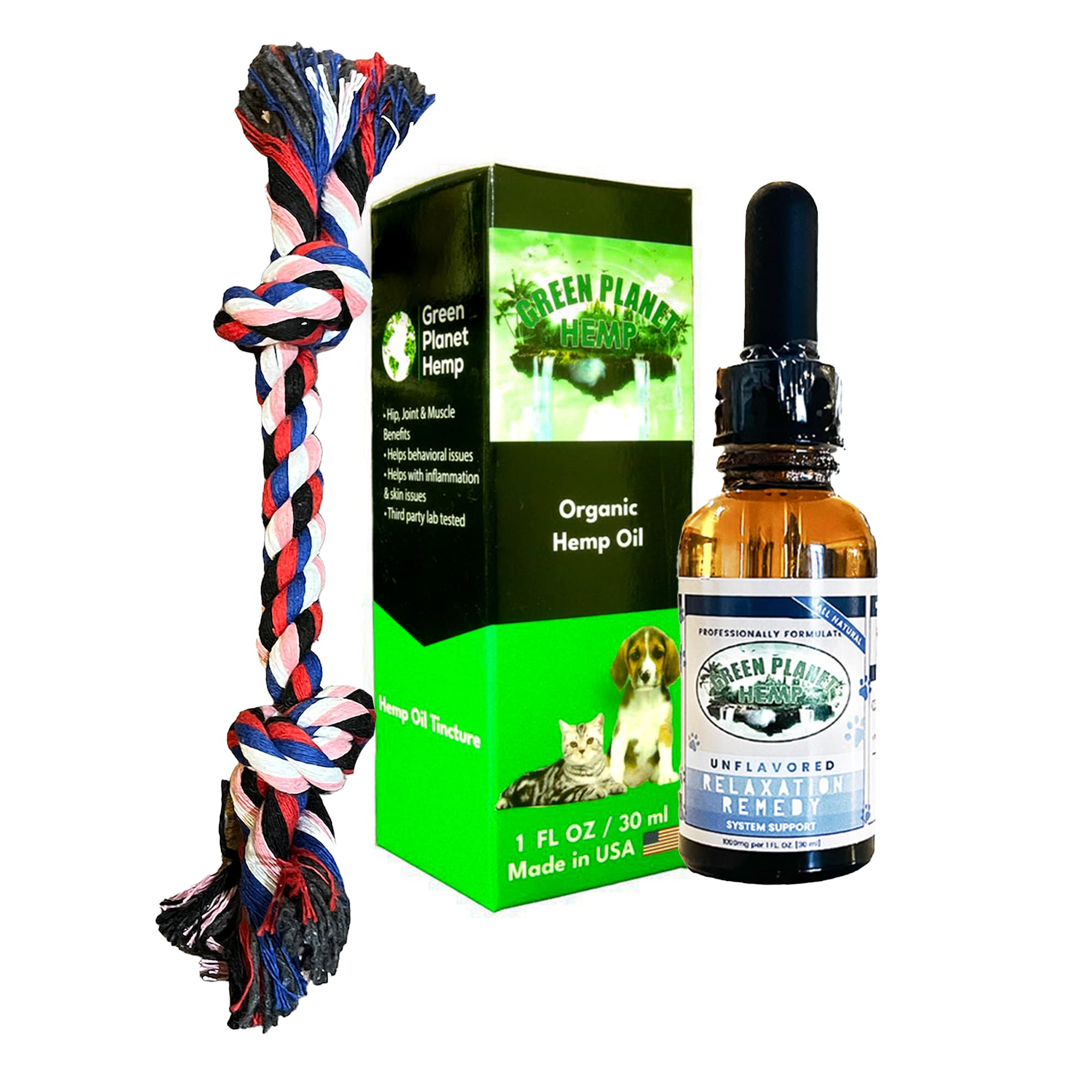 Green Planet Hemp | Free Toy | 1000MG Organic Tincture | Pet Hemp Oil for Dogs and Cats | 100% Natural and Non GMO | Offers your Pet Hip, Joint, and Muscle Support | Aids with Anxiety,Stress, and Pain