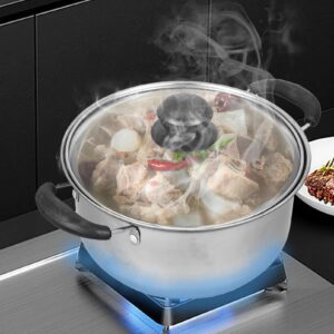 CALLARON Stainless Steel Stockpot 7x3.3inch Soup Pot with Cover Cooking Stock Pot Multi-functional Cookware Metal Food Stockpots for Kitchen