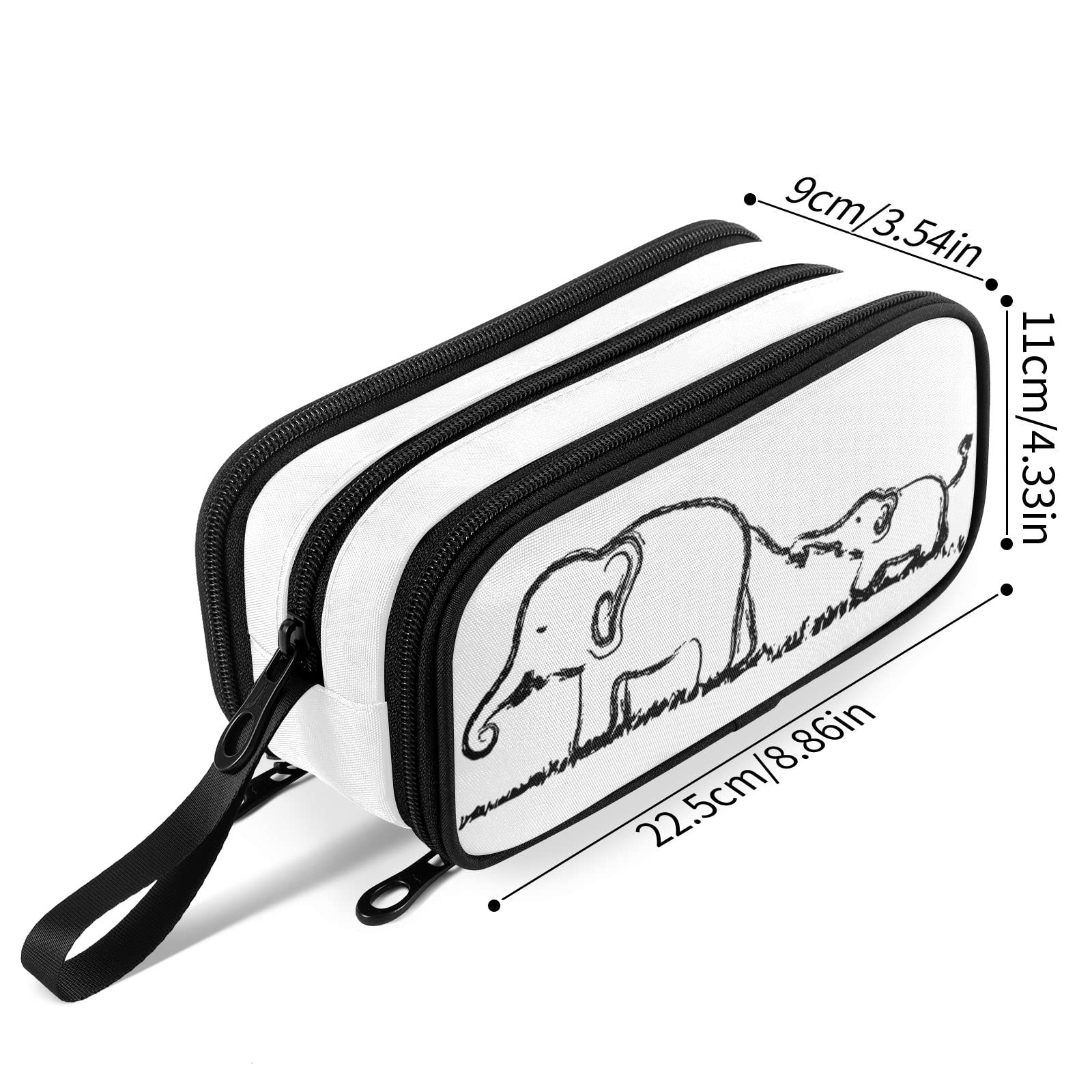 Fustylead Mom and Baby Elephants Nylon Pencil Bag Large Storage Pouch Pen Case Makeup Bag Simple Stationery Bag School College Office Organizer for Teens Boys Girls Student