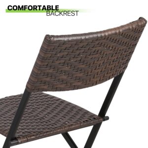 Magshion Patio Furniture Set of 3 Foldable Chair Outdoor Conversation Sets Foldable Coffee Table Lawn Balcony Poolside Backyard Bistro Set