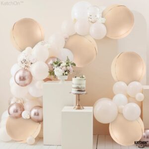 KatchOn, Big 22 Inch Beige Balloons Set - Pack of 6, Cream Balloons | Boho Balloons, Lace Balloons for Neutral Party Decorations, Beige Party Decorations | Ivory Balloons for Bridal Shower Decorations