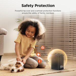 1500W Space Heater, Portable Ceramic Small Space Heater for Indoor Use, Overheated & Tip-Over Safety Protection, Personal Electric Space Heater with Thermostat for Desk, Office, Home, and Room Use