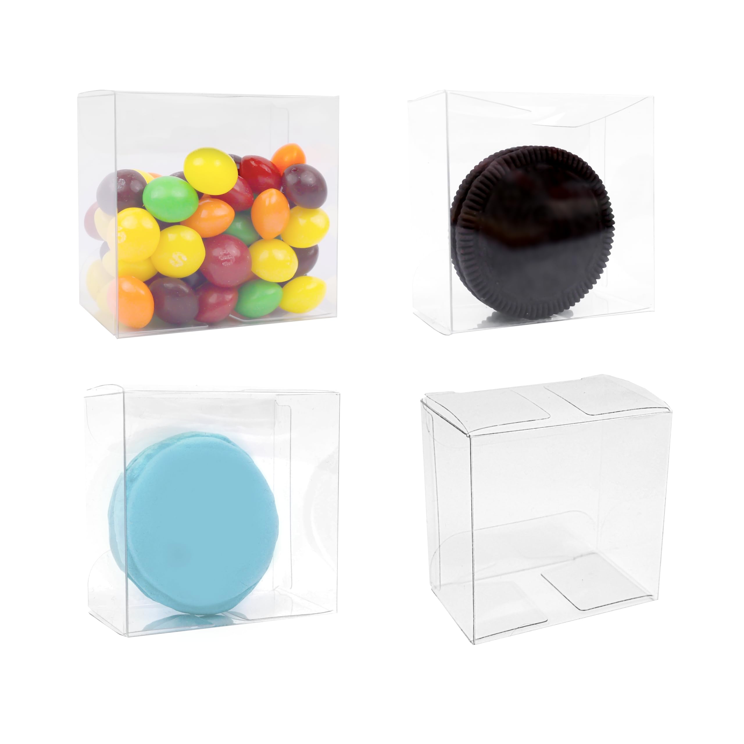 Capkyke 50pcs 2.2x2.2x1.4 Inch Oreo Boxes Small Clear Cookie Boxes Single Macaron Boxes Candy Boxes for Small Treat Wedding Favors Party Boxes Small Gift Boxes