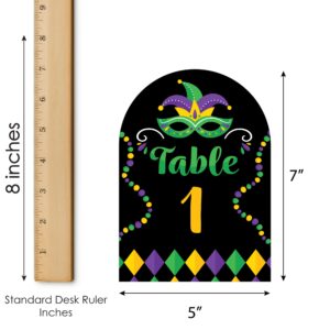 Big Dot of Happiness Colorful Mardi Gras Mask - Masquerade Party Double-Sided 5 x 7 inches Cards - Table Numbers - 1-20