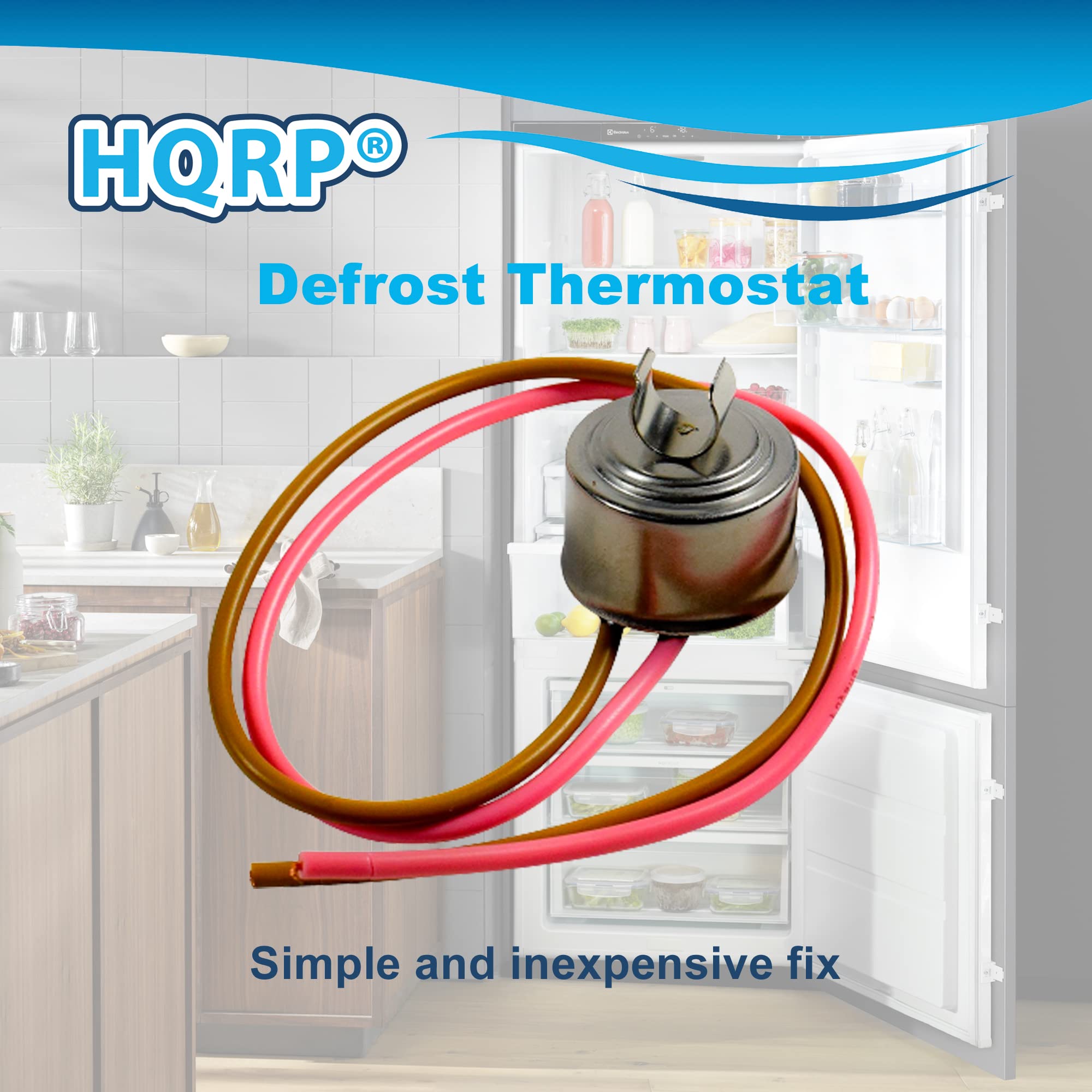 HQRP Bimetal Refrigerator Defrost Thermostat Replacement Compatible with Whirlpool/Kenmore 4387503 WP4387503 4343917 PS11742474 PS371255 2149641 2149643 2163894 2172694 61002113 AP6009317