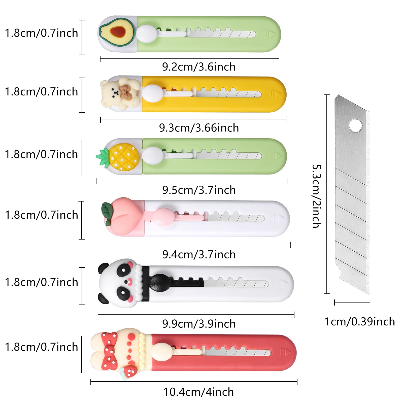 6 Pack Box Cutter Retractable, Sharp Utility Knife Retractable, Cute Box Cutters for Office, Home, Arts Crafts, Cartons, Cardboard, Paper