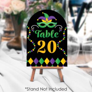 Big Dot of Happiness Colorful Mardi Gras Mask - Masquerade Party Double-Sided 5 x 7 inches Cards - Table Numbers - 1-20