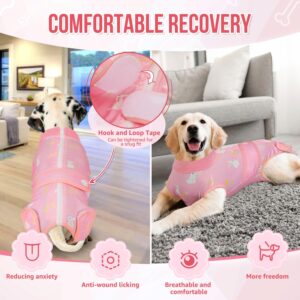 Lukovee Recovery Suit for Dogs, Zipper On Recovery Suit for Female Male Dog, Onesie Abdominal Wounds Cone E-Collar Alternative Prevent Licking Spay Recovery Suit (A-Pink,X-Small)