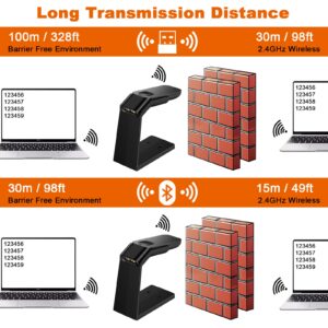 Alacrity 2D Barcode Scanner with Stand, 3 in 1 Bluetooth & 2.4GHz Wireless & USB Wired Bar Code Scanner, QR Code Scanner Support Windows/Mac/Linux for POS System Sensing, Store, Supermarket, Warehouse