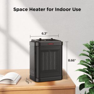 1500W Space Heater, Portable Ceramic Small Space Heater for Indoor Use, Overheated & Tip-Over Safety Protection, Personal Electric Space Heater with Thermostat for Desk, Office, Home, and Room Use