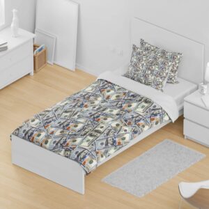 Reateforin 100 Dollar Bill Money Duvet Cover Set, One Hundred Dollar Bills of United States Federal Reserve The Ben Franklin Portrait, Decorative 3 Piece Bedding Set with 2 Pillowcovers,Queen Size