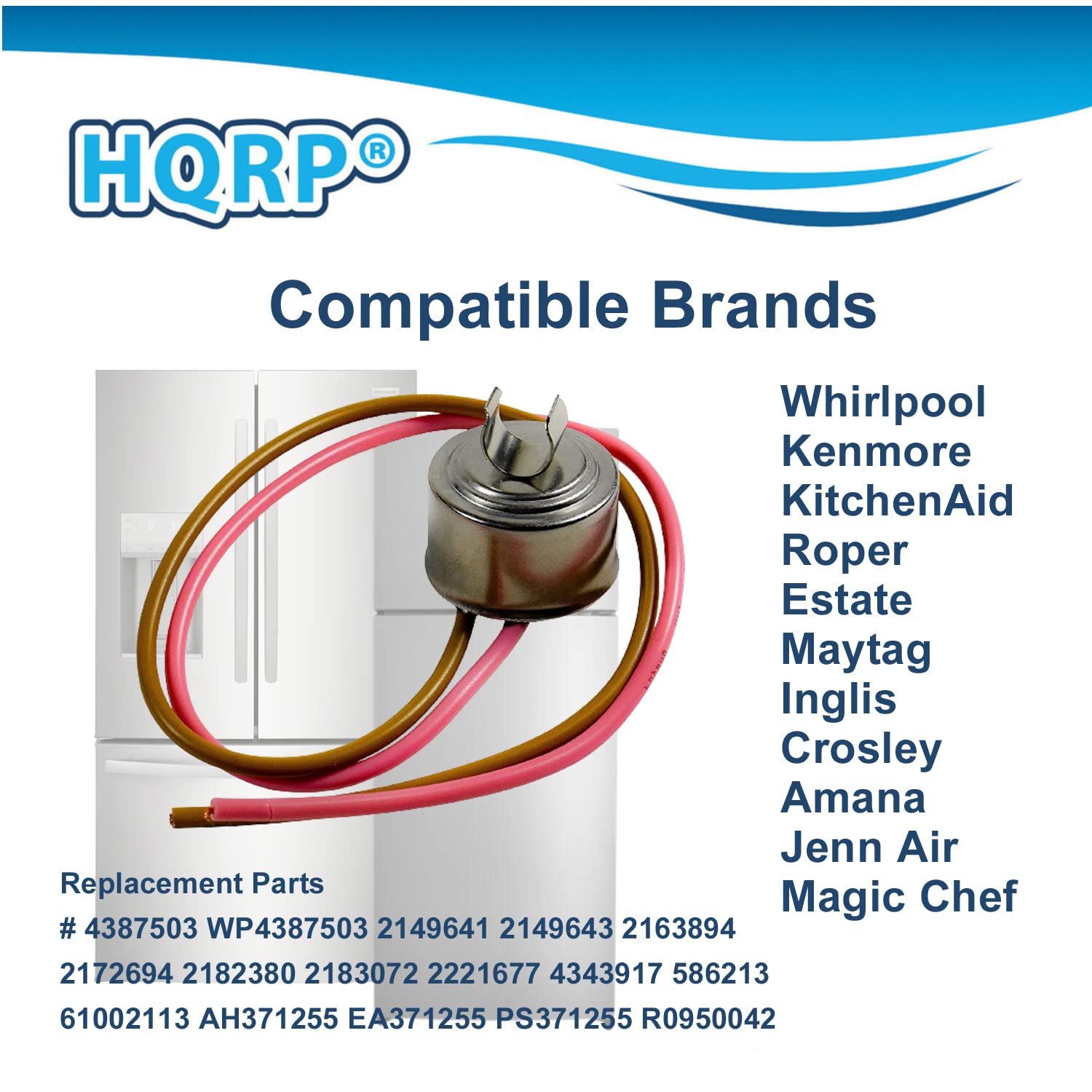 HQRP Bimetal Refrigerator Defrost Thermostat Replacement Compatible with Whirlpool/Kenmore 4387503 WP4387503 4343917 PS11742474 PS371255 2149641 2149643 2163894 2172694 61002113 AP6009317