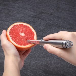 Grapefruit Knives 2 Pack, Stainless Steel Grapefruit Utensil Knife, Serrated Edge & Thick Gauge Handle, Kitchen Tool with Non-stick Plating for Kiwi, Mango, Dessert, Apple, Citrus Fruit