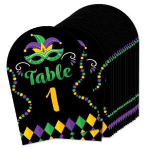 big dot of happiness colorful mardi gras mask - masquerade party double-sided 5 x 7 inches cards - table numbers - 1-20