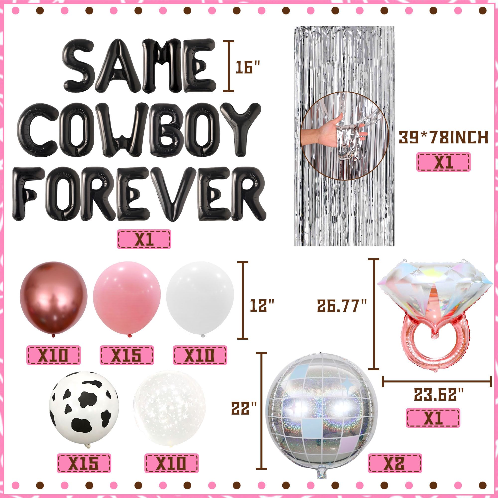 JeVenis Same Cowboy Forever Balloons Same Cowboy Forever Bachelorette Decoration Western Bachelorette Party Decorations Cowgirl Nashville Bridal Shower Supplies