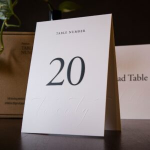 Siko Table Numbers 1-20 - Double Sided Wedding Table Numbers with Head Table Card & Embossed Details - 4x6 inches, Self-Standing Table Cards for Wedding Reception | Perfect for Special Occasion Events