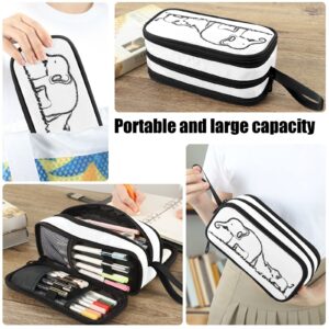 Fustylead Mom and Baby Elephants Nylon Pencil Bag Large Storage Pouch Pen Case Makeup Bag Simple Stationery Bag School College Office Organizer for Teens Boys Girls Student