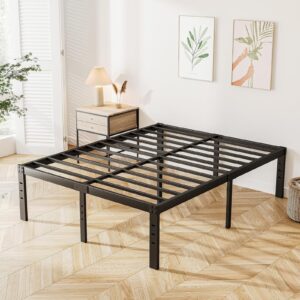 Bednowitz Queen Size Bed Frame, 18 Inch High Metal Bed Frame, Noise-Free Platform Bed No Box Spring Needed, 4000lbs Heavy Duty Support Mattress Foundation, Easy Assembly, Black