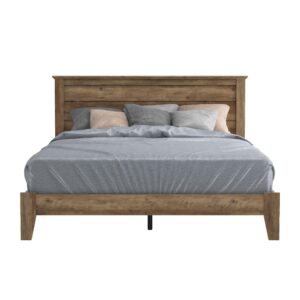 Galano Tiena Wood Platform Queen Bed Frame with Headboard, Mattress Foundation with Wood Slat Support, No Box Spring Needed, 64.17" L x 85.31" W x 40.16" H, Knotty Oak