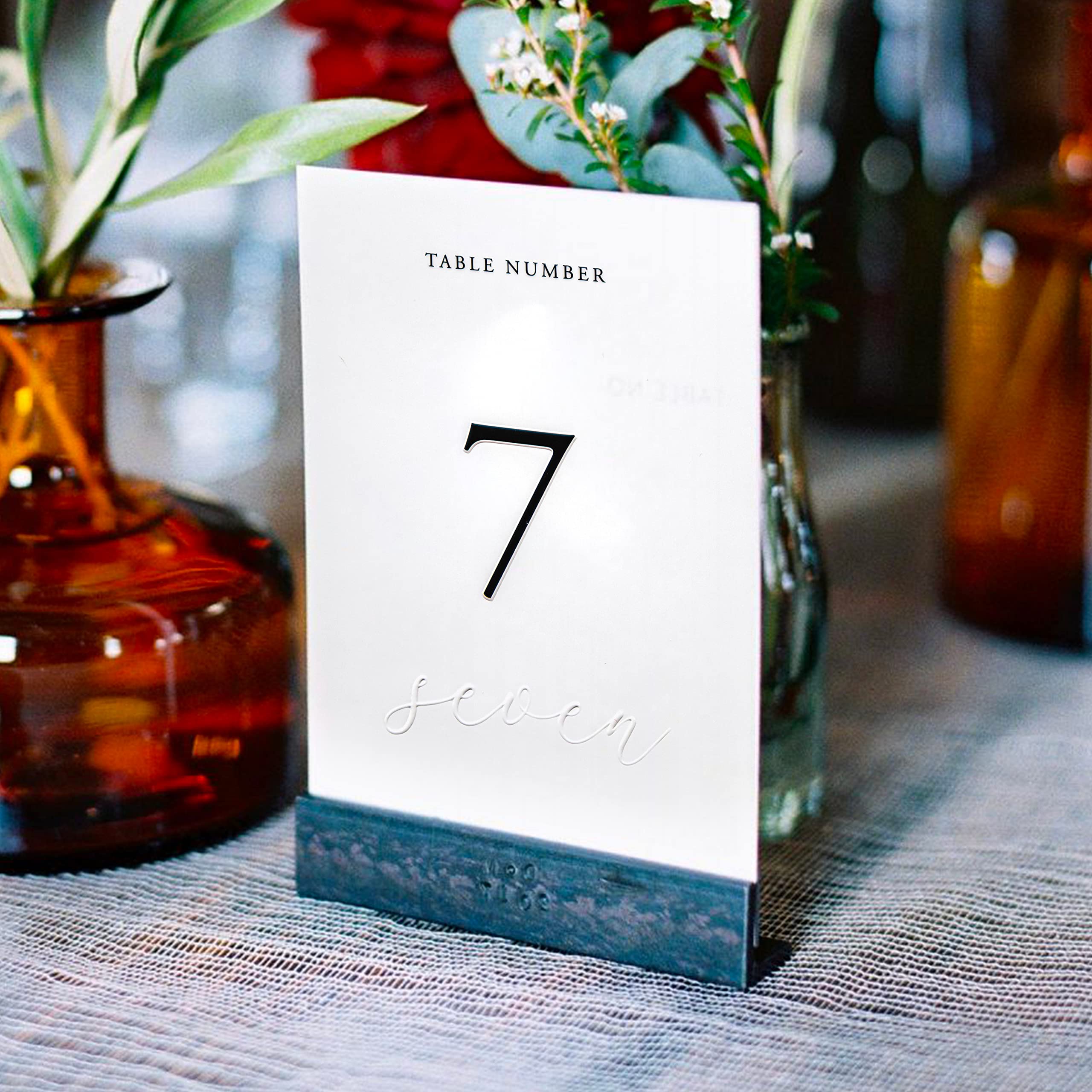 Siko Table Numbers 1-20 - Double Sided Wedding Table Numbers with Head Table Card & Embossed Details - 4x6 inches, Self-Standing Table Cards for Wedding Reception | Perfect for Special Occasion Events