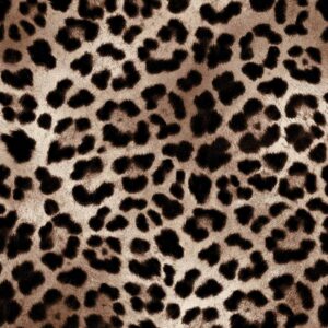 texco inc leopard animal skin pattern printed poly rayon spandex french terry diy stretch fabric, black choco 1 yard