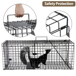 Toriexon Large Live Catch Animal Traps Black 51.2 x 19.7 x 17.7 inch, Easy to Set and Release Live Animal Trap, Collapsible Large Animal Catcher Cage for Large Dogs, Foxes