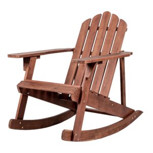 jonathan y pat1000c kiawah outdoor patio classic acacia wood adirondack rocking chair for garden, lawn, backyard, pool, deck, beach, firepit, dark brown