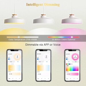 DiCUNO GU10 Smart LED Bulb, RGB Color Changing LED Compatible with Alexa & Google Home, Dimmable with App, Bi-pin Base MR16 50W Track Light Bulbs, 110° Beam Angle 450LM, 2.4GHz WiFi, Pack of 4