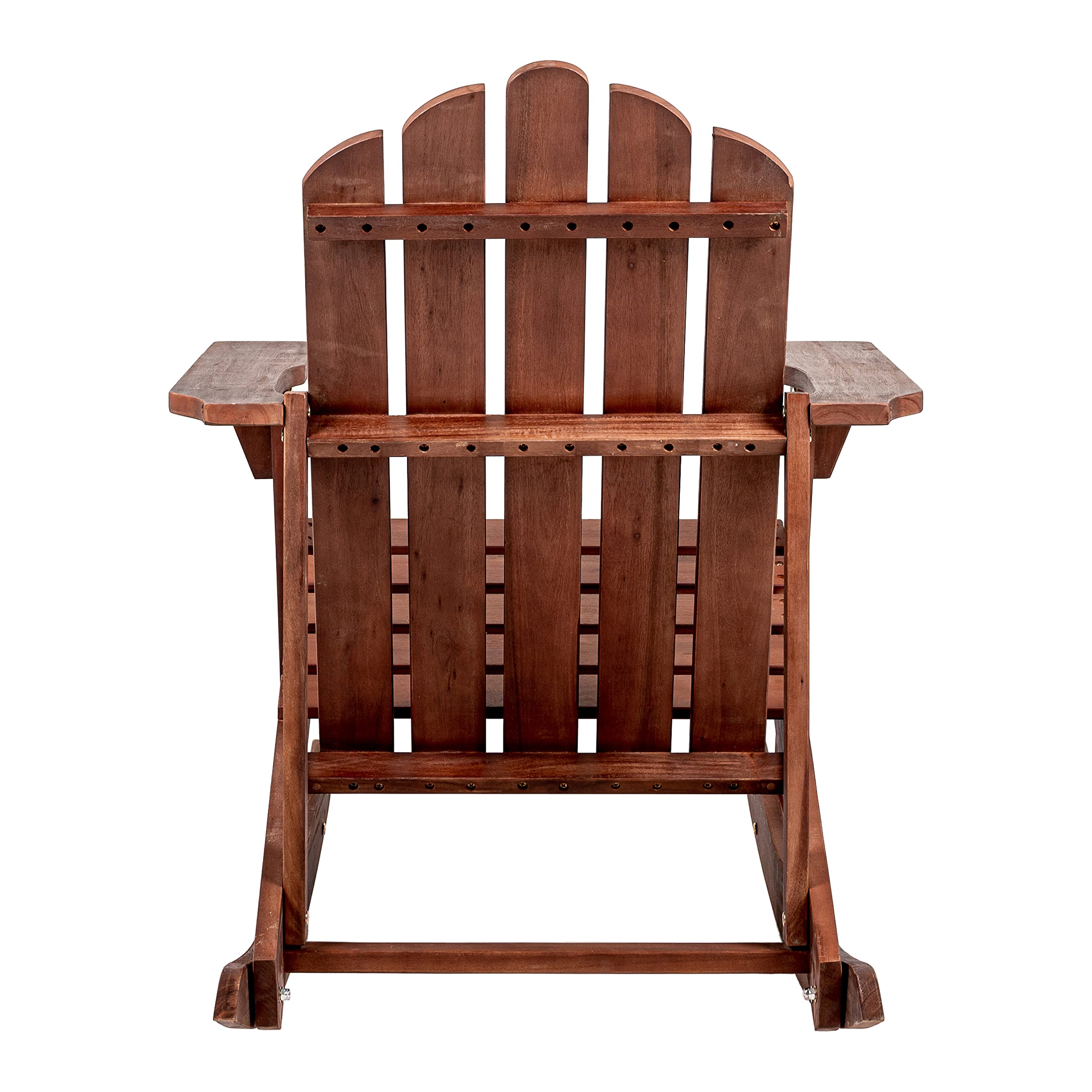 JONATHAN Y PAT1000C Kiawah Outdoor Patio Classic Acacia Wood Adirondack Rocking Chair for Garden, Lawn, Backyard, Pool, Deck, Beach, Firepit, Dark Brown