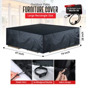 Noshki Patio Furniture Covers, Heavy Duty 600D Outdoor Furniture Cover Waterproof & Dust Proof for Sectional Sofa Set Cover, Patio Table and Chair Sets (74" L x 47" W x 27" H)