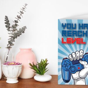 33rd Birthday Card, You Have Reached Level 33, Greeting Card for Thirty-Three Year Old Gamer Birthday Gift for Adult Son or Daughter, For Him Her Grandson Granddaughter, Blue