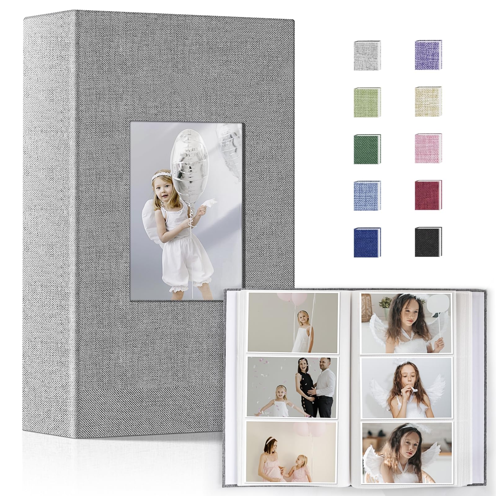 Popotop Photo Album 4x6-300 Photos Linen Cover Photo Books with 300 Horizontal Pockets,Slip-in Picture Albums for Family Wedding Anniversary Baby Vacation Pictures