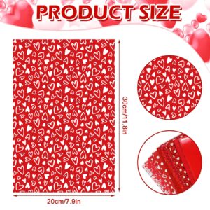 Whaline 12Pcs Valentines Faux Leather Sheet 12 x 8 Inch Red Heart Glitter Synthetic Leather Fabric Assorted Patern Classic Red Leather Fabric for Wedding Anniversary DIY Crafts Earring Hair Bow