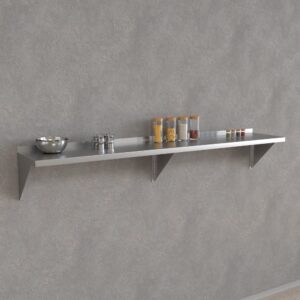 Krollen Industrial 18 Gauge Stainless Steel 15" x 84" Solid Wall Shelf